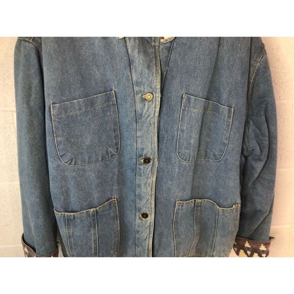 Vintage 1990’s Gitano Denim Coat Jean Jacket Western Lining Women’s SZ L - Picture 2 of 12